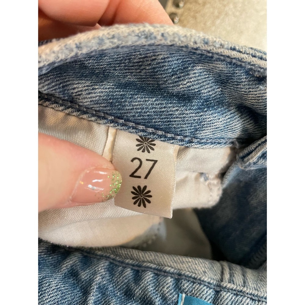 Show Me Your Mumu Blue Denim Button Fly Raw Edge Hem Cut-Off Shorts - Picture 5 of 7